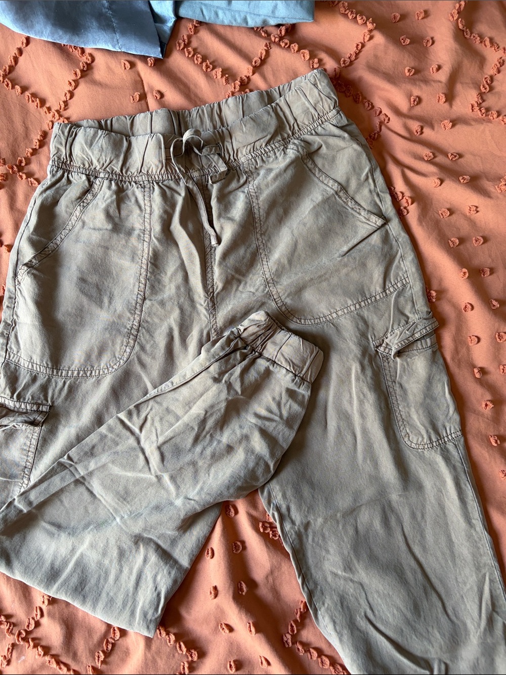 Thread & Supply Light Gray Elastic Waist Cargo Joggers